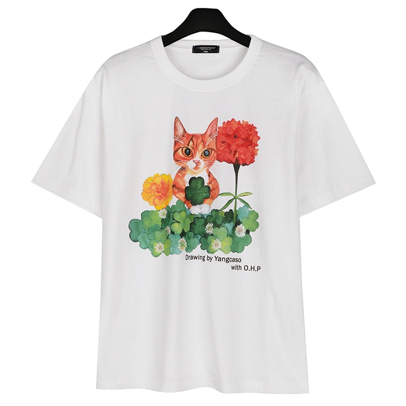 OHP X Yangcaso Flowercat T-shirt - 원헌드레드퍼센트